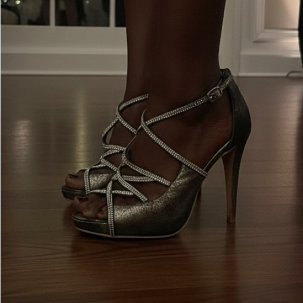 Badgley Mischka Jeweled Platform Sandal Stilettos